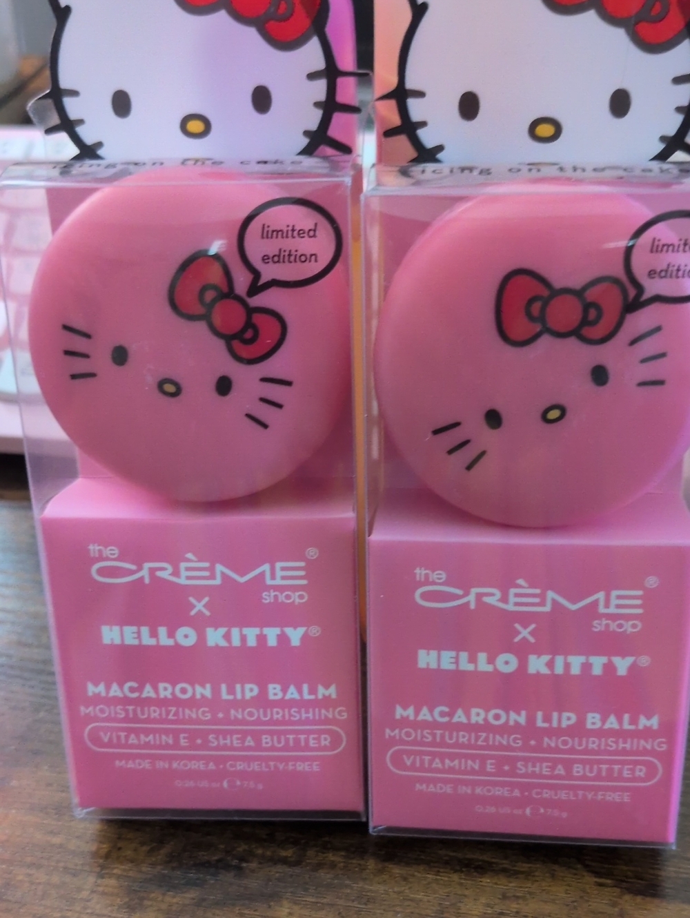 THE CREME SHOP Qty 2 Hello Kitty Pink Macaron Lip Balm - Limited Edition